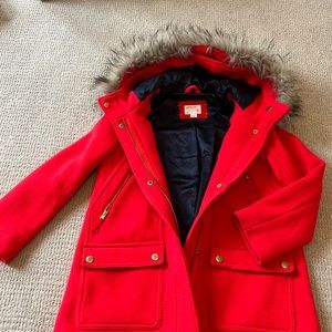 Girls coat with detachable faux fur hood